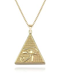 Pendant Necklaces Pyramid Egyptian Gods Power Eye Necklace Of Horus Stainless Steel Clavicle Chain For Man And Woman4712117