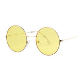 Sunglasses Vintage Round Man Ocean Color Lens Mirror Woman Female Brand Design Metal Frame Circle Glasses OculosSunglasses 312G