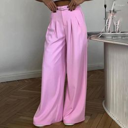 Women's Pants 2024 Summer Slim Wide Leg Suit High Waist French Pink Casual Floor Towers Versatile Draping Feel Trousers