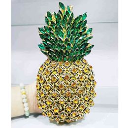 Evening Bag Luxury Crystal Green Pineapple Bags Ladies Party Purse Chain Clutch Female Diamond Handbags Sm37 1214 155U