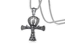 Punk Street Key To Life Egypt Necklaces For Men Middle Ages Stainless Steel Totem Scarab Ankh Pendant Jewellery PN103829218847733649