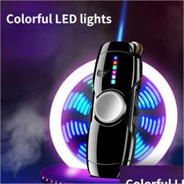 Lighters Creative Lighter With Led Light Fidget Spinner Inflatable Windproof Smoking Accessories For Men Gift Torch Drop Delivery Ho Dhqzq