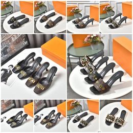 Lock It flat sandals calf leather women lady girl outsole Summer gold-tone Circle buckle accessory mule Slides Slipper Thong Sandal Shoes size35-42 01