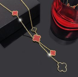 necklace Double sided clover titanium steel necklace women039s multi pendant collarbone chain indelible net red temperament Fas6712791