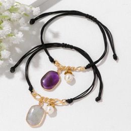 Strand Exquisite Natural Crystal Stone Bracelet For Women Amethysts Charm Rope Braided Men Handmade Jewellery Fashion Meditation