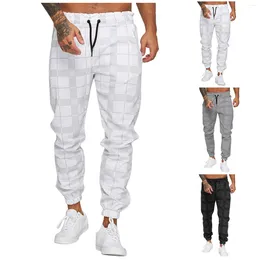 Men's Pants Men Streetwear Jogging White Plaid Sweatpants Business Casual Trousers Vintage Straight Long Pantalon Homme