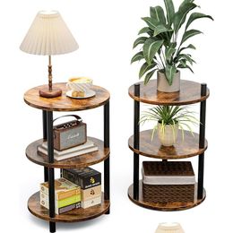 Living Room Furniture Frylr Small Round Side Table Set Of 2 Sofa Couch With Storage Shelf Tiers End Tables Accent For Spaces Night Sta Otn8L