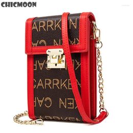 Bag Women Letter Wallet Cellphone Card Holders Contrast-color Handbag Purse Clutch Messenger Shoulder Chain Straps