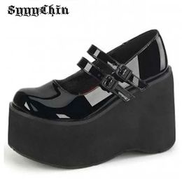 Women Pumps Mary Jane Super High Heel Platform Wedge Spring Ladies Sandals Belt Buckle Classic Sweet Punk Female Lolita Shoes 240420