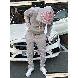 Women'S Hoodies & Sweatshirts Synaworld Oversized Two Piece Set Y2K Women Streetwear Casual Hoodie Sweatshirt Tracksuit Syna World Me Dhbjd