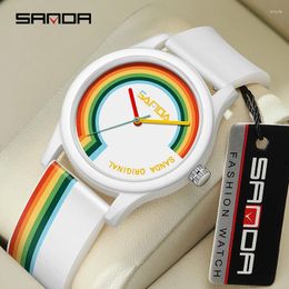 Wristwatches SANDA Fashion Men's Quartz Watches Simple Casual Style Man Waterproof Wrist Watch For Men Women Boy Clock Relogio Masculino