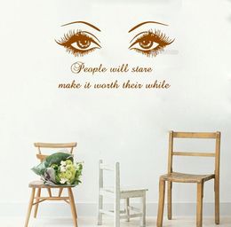 Wall Decal Black Eye Eyelashes Vinyl Stickers Lashes Eyebrows Brows Beauty Salon Wall Sticker Quote Girl Room Home Decor3463910