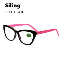 Güneş gözlükleri bayanlar erkek kedi göz okuma gözlükleri unisex vintage presbyopic siyah çerçeve kırmızı bacak berrak lens muhteşem gözlük1 2893