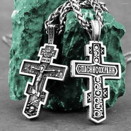 Pendant Necklaces Vintage Jesus Cross Necklace Men's Stainless Steel Faith Christian Amulet Religious Male Jewellery Gift Wholesale