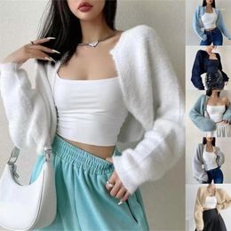 Women's T Shirts Long Sleeve Tops Open Front Cardigan Sweater Fashion Oversized Crop Dropship