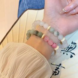 Strand Fashion Coloured Jade Charm Bracelet Advanced Sense Handmade Retro Beaded Elastic Rope Chinese Wrist Women