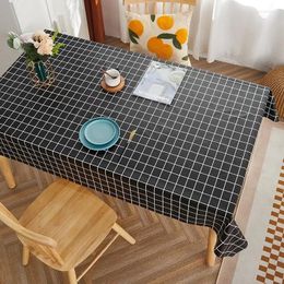 Table Cloth PVC Tablecloth Red Ins Style Students Waterproof Oil-proof Wash-free Internet Rectangular Black