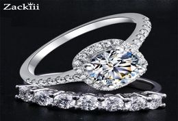 Zackiii Ring 1CT 2CT 3CT Brilliant Diamond Halo Engagement Rings For Women 028CT Half Stackable Bridal Sets 2208131066462