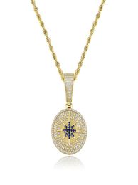 Pendant Necklaces Hip Hop Cubic Zirconia Paved Bling Iced Out Compass Pendants Necklace For Men Rapper Jewellery Gifts Drop3071119