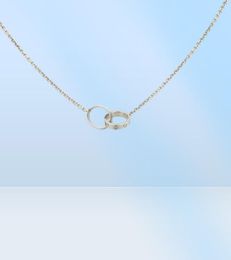 New Classic Design Double Loop Charms Pendant Love Necklace for Women Girls 316L Titanium Steel Wedding Jewellery Collares Collier8814997
