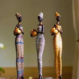 Decorative Objects Figurines Black People Figures Home Decoration Ornaments ical Style Figurines Exotic African Women Statues for Living Room Interior T240505