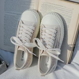 Casual Shoes Women Footwear Lace Up Low Ladies Whit High On Platform Canvas Promotion Offer Luxury Autumn Offers A