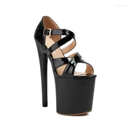 Dress Shoes 2024 Spring Autumn Women Platform Pumps Black Round Toe Buckle Strap 20CM Super High Heels Pole Dance Stiletto Mujer