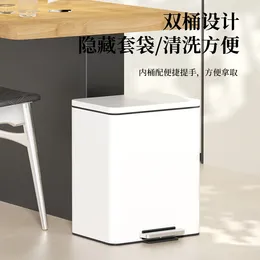 Kitchen Storage Large Capacity Trash Can Stainless Steel Pedal Type With Lid High Appearance Level Ins Wind Living Room