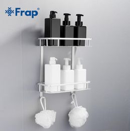 Frap New Bathroom Shelves Space Aluminium 2 Tiers Corner Shelf Shower Caddy Storage Shampoo Basket Wall Kitchen Holder Y380152 T206712090
