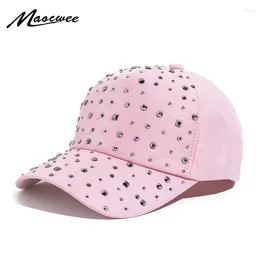 Ball Caps Baseball Hat Sun Cap Adjustable Bling Women Men Denim Rhinestone Studded Pink Napback Black Female Outdoor Tourism