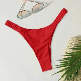 European And Swimsuit Women Sexy Bikini Briefs High Waist Solid Color Beach Single Water Pants For Swimming 2024