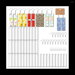 Necklace Earrings Set 50Pcs Sublimation Blank Rectangular Heat Transfer Earring Pendant With Bags DIY Making