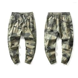 Men's Pants Men Joggers Camouflage Print Ice Silk Sport With Drawstring Waist Ankle-banded Pockets For Daily Wear Jogging Plus