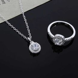 Wedding Jewelry Sets 925 Sterling Silver necklace ring solid cute Lover jewelry fashion noble for women classic shiny crystal CZ set H240504