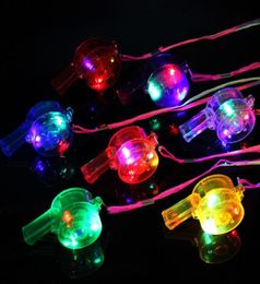 Glowing Flashing Whistle Colourful Lanyard LED Light Up Fun In the Dark Party Rave Glow Party Favours Kids Children Electronic Toys 8030457