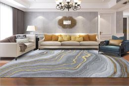 Nordic Modern Abstract Grey Gold Curve Pattern Crystal Velvet Carpet Carpets For The Modern Living Room Bedroom Area Rugs27119934846797