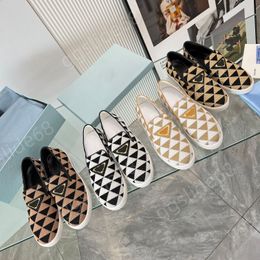 Designer new Women Triangle Fabric Mesh Shoe Slip On Loafer Casual Mules Platform Sneakers Brand Knit logo shoes size 35-40