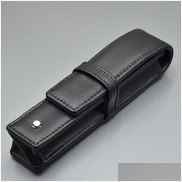Pencil Bags Wholesale High Quality Black Leather Pen Bag Office Stationery Fashion Case For Single Drop Delivery School Business Indus Dhhrn