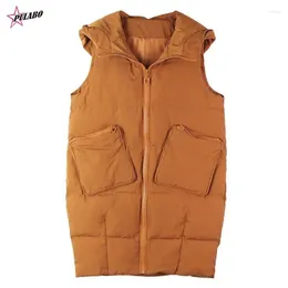 Women's Vests PULABO Autumn / Winter Women Vest Waistcoat Long Down Cotton Jacket Loose Oversize Bread Sleeveless Hooded Ins