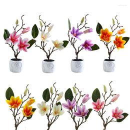 Decorative Flowers 49cm Artificial Magnolia Flower Branch Home Living Room Bedroom Arrangement Vase Decor Wedding Party Bouquet