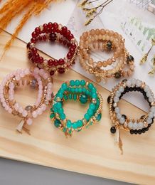 Strand 4PCS Boho Beads Bracelet Charm Beaded Braclets For Women Jewelry Set8452073