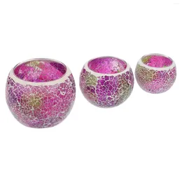 Candle Holders 1 Set Creative Mosaic Design Containers Desktop Glass