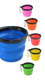 Pet Dog Bowls Silicone Puppy Collapsible Bowl Pet Feeding Bowls with Climbing Buckle Travel Portable Dog Food Container sea shippi7422024