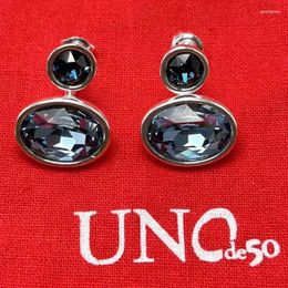 Stud Earrings 2024 UNOde50 Spanish High Quality Beautiful Blue Gemstone Women's Romantic Jewellery Gift Bag