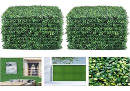 Decorative Flowers Wreaths 12Pcs 25x25cm Artificial Plant Wall Panel Boxwood Grass Backdrop Panels Home Garden Backyard Fence Gr4229922