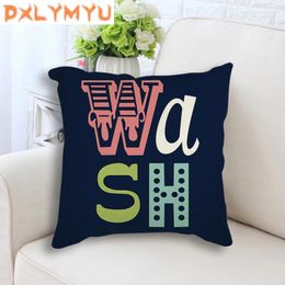 Pillow Throw Case Cover Colourful Quotes Child Bathroom Wash Brush Flush Funny Toilet Sign Nordic For Sofa Decor