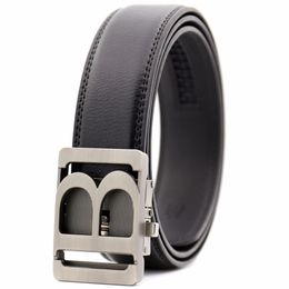 KAWEIDA New Arrivals belts for men 2018 hollow B Metal Automatic Buckle letter belt cow genuine leather belt for male 181G