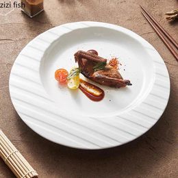 Plates Pure White Ceramic Plate Restaurant Dessert Snack Pasta Sushi Molecular Specialty Tableware