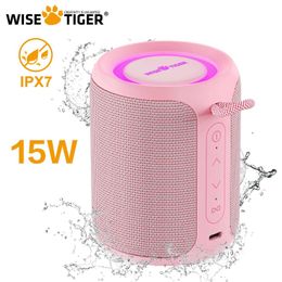 Portable Speakers WISETIGER P1S Mini Portable Speaker IPX7 Waterproof Speaker Bass Enhancement TWS Connexion BT5.3 15W RGB Light Best Gift Speaker J240505