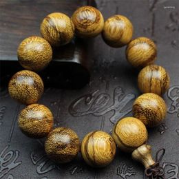 Strand Vietnamese Huang Qi Nanmu Bracelet Older Material Made Prayer Beads Couple Crafts Yellow Flower Wood Rosary Ornament Me